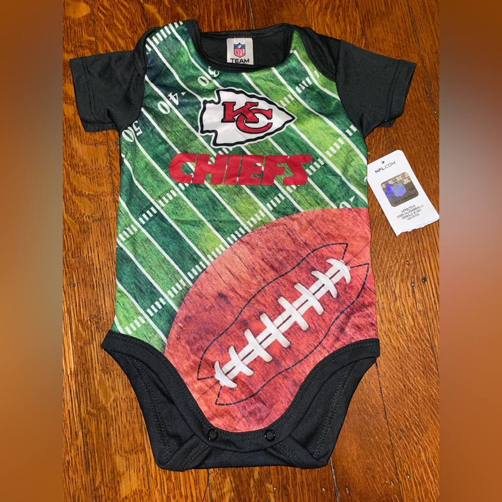 Kansas City Chiefs short sleeve bodysuit onesie football graphic soft stretchy